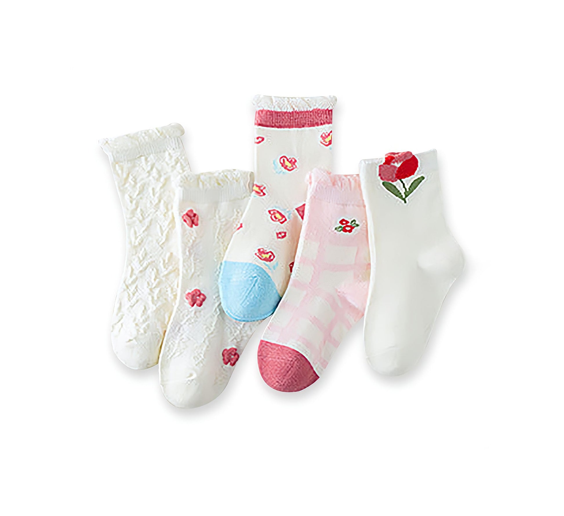 Syga 5 Pairs Baby Girl Boy Socks, Toddlers Infant Cotton Warm Stretch Crew Socks With Rose Design, Suitable For Ages 1838 Month