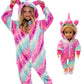 Chetosho Unicorn Hooded Onesie Girls Halloween One Piece Kids Costume (Oblique Stripe Starry Pink 7-8 Years)