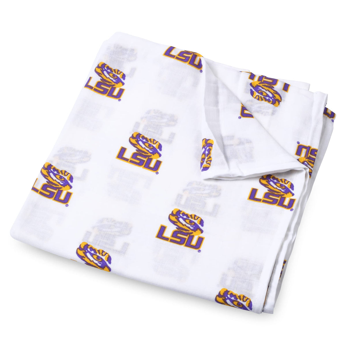 Three Little Anchors LSU Muslin Swaddle Blanket