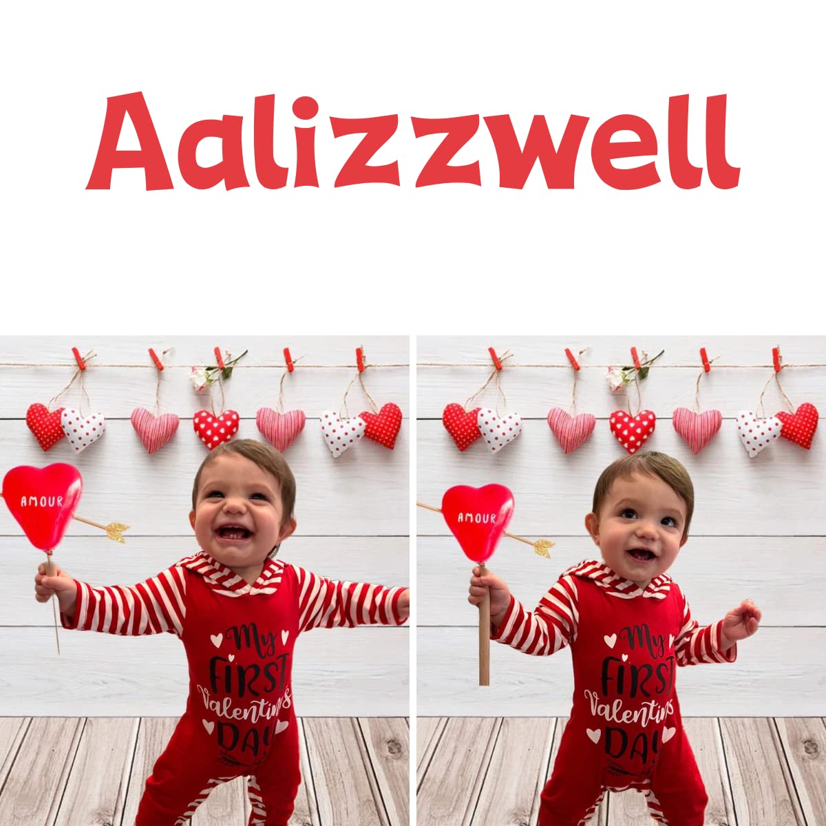Aalizzwell Newborn Baby Boys Girls First Valentines Day My Clothes Hooded Romper Heart Hoodie Outfit Nb Clothing