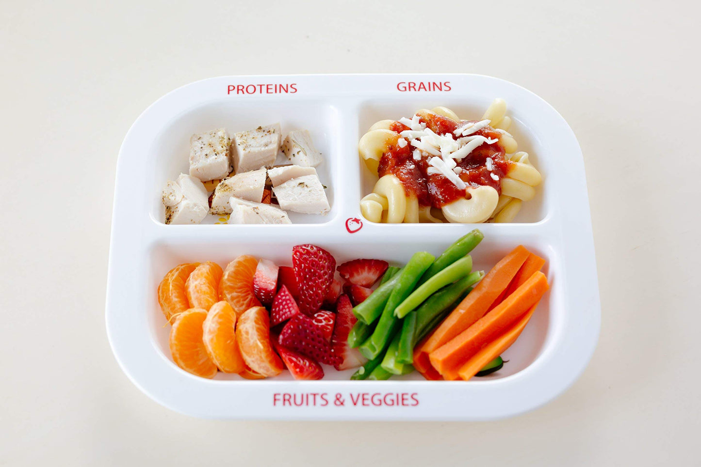 Health Beet Portion Plate For Kids, Toddlers - Rectangle Kids Plate With Dividers And Nutrition Portions For Healthy Eating Habi