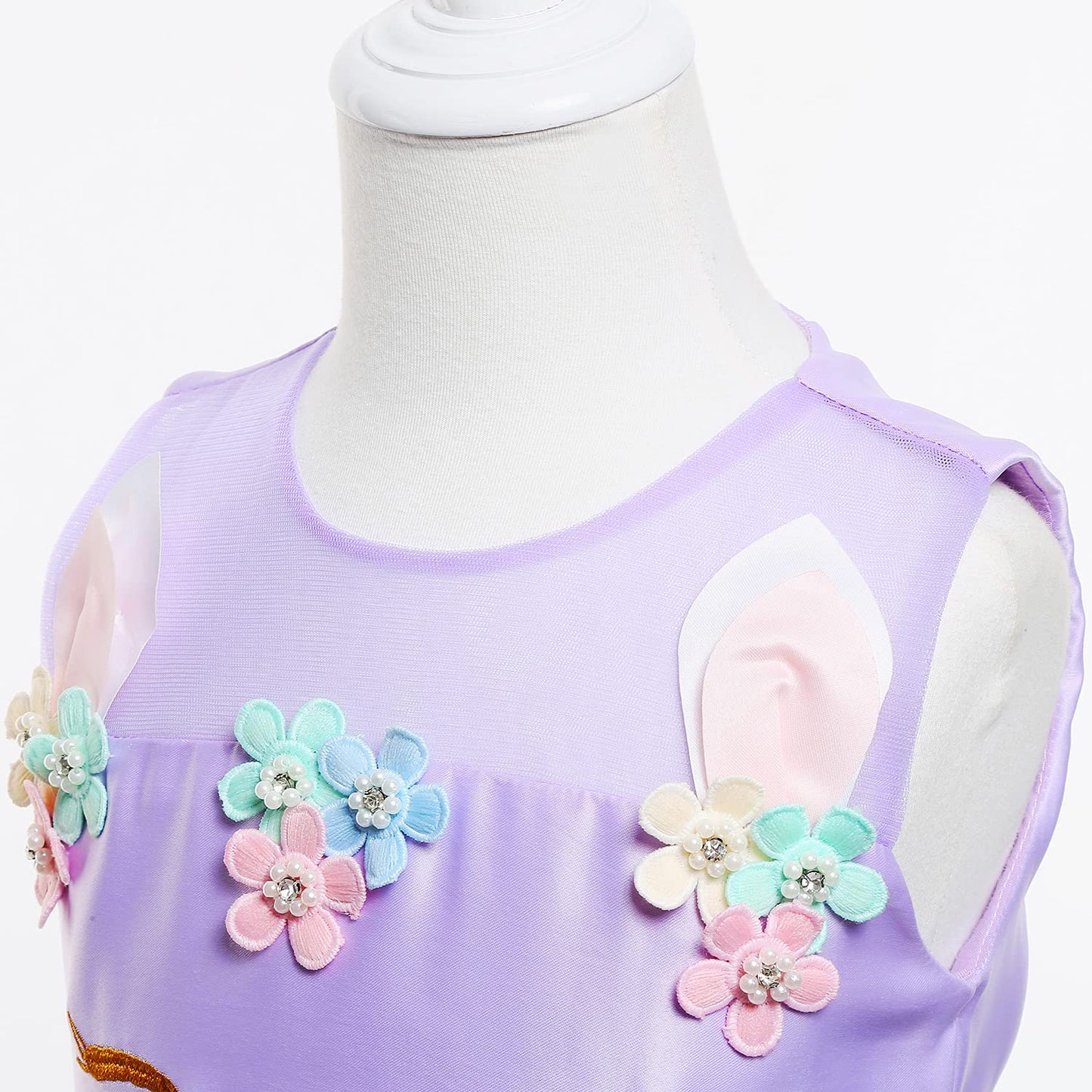 Yipkorra Unicorn Dress For Girls Unicorn Costume Pageant Princess Party Birthday Long Gown With Headband & Necklace (Purple, 170
