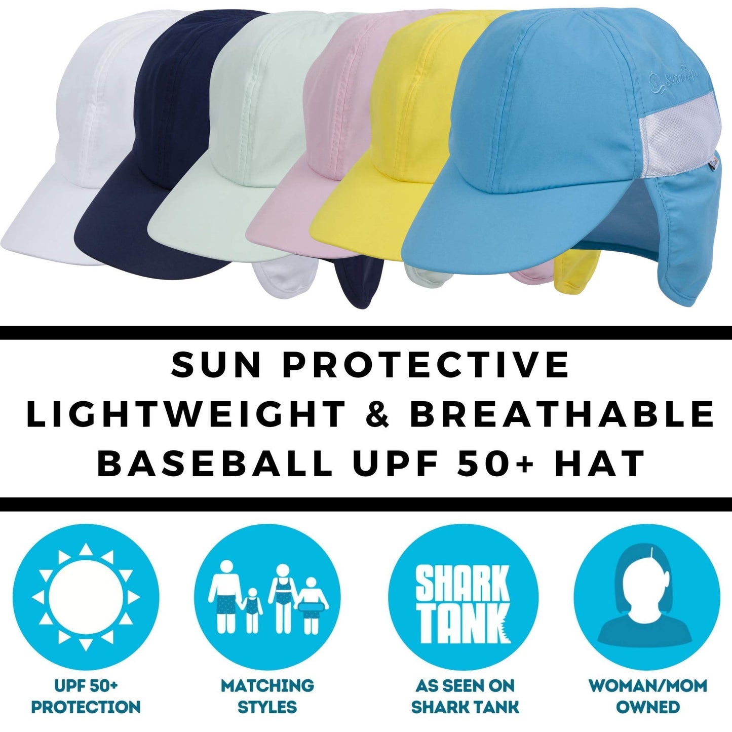 Swimzip Sun Hat With Neck Flap | Upf 50+ Protection For Baby, Toddler, And Kids Navy