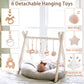 Wooden Baby Gym With 6 Gym Toys, Foldable Baby Play Gym, Natural Pine Wood Play Gym, Frame Activity Center Hanging Bar, Wooden P