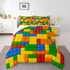 Feelyou Games Comforter Set Toddler Building Blocks Bedding Set for Kids Boys Girls Colorful Geometric Toy Brick Comforter Gamin