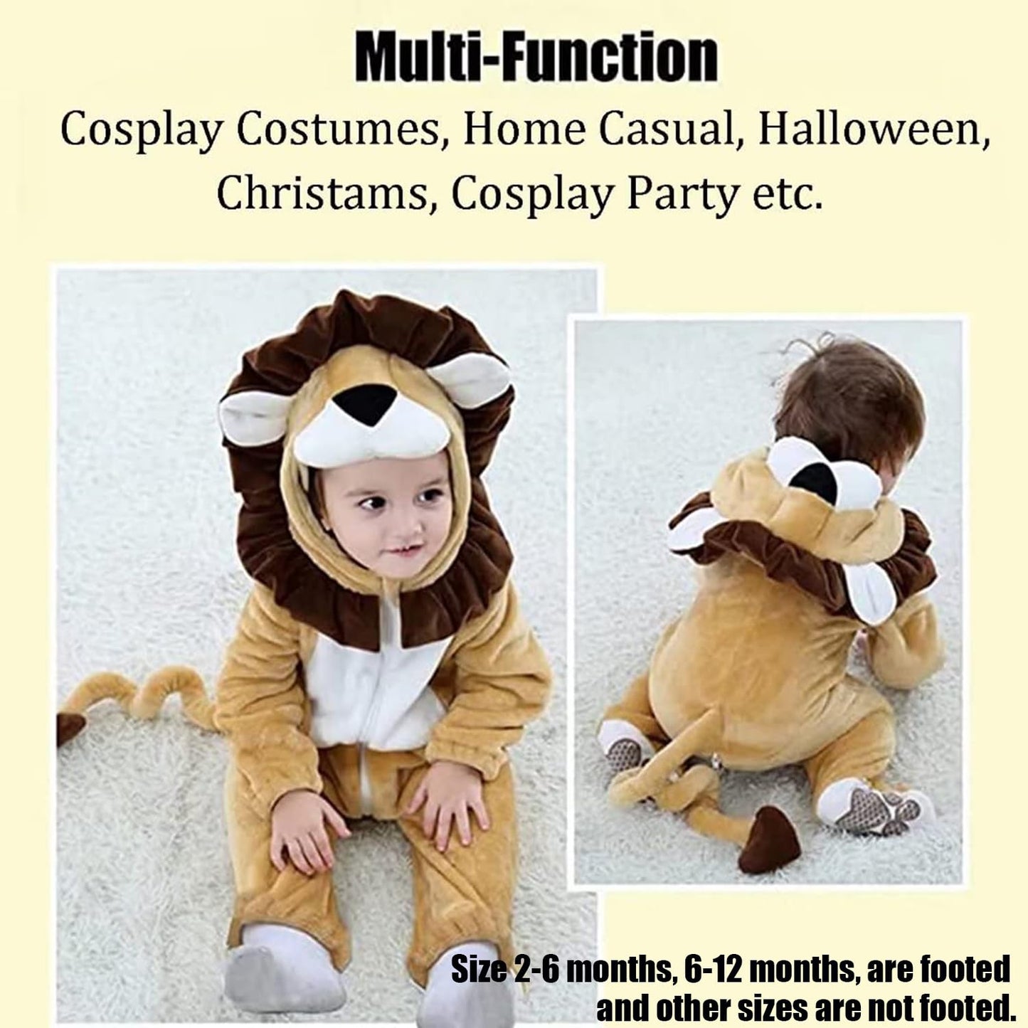 Baby Lion Costumes Unisex Toddler Outfit Halloween Dress Up Romper 12-18 Months