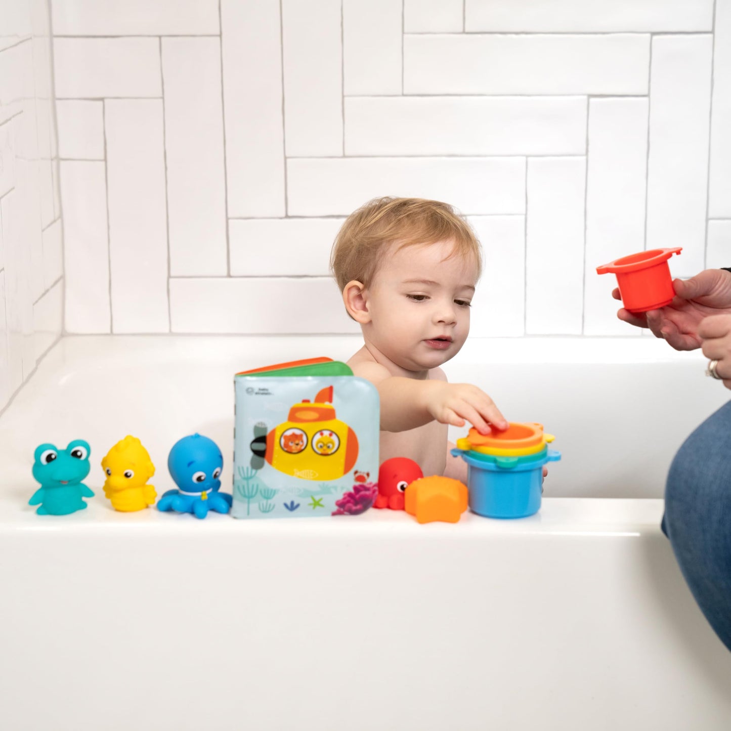 Baby Einstein Ocean Explorers Opus Bath Pals 11-Piece Gift Set, Waterproof Bath Book, Bath Cups, Animal Shape Bath Toys for Baby