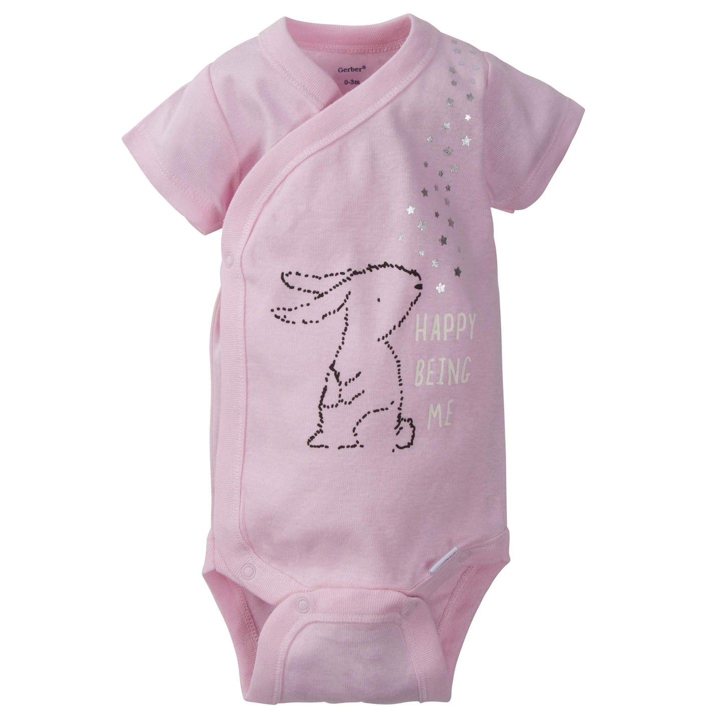 Gerber Baby Girls 5-Pack Short Sleeve Variety Onesies Bodysuits Pink Bunny Love 6-9 Months