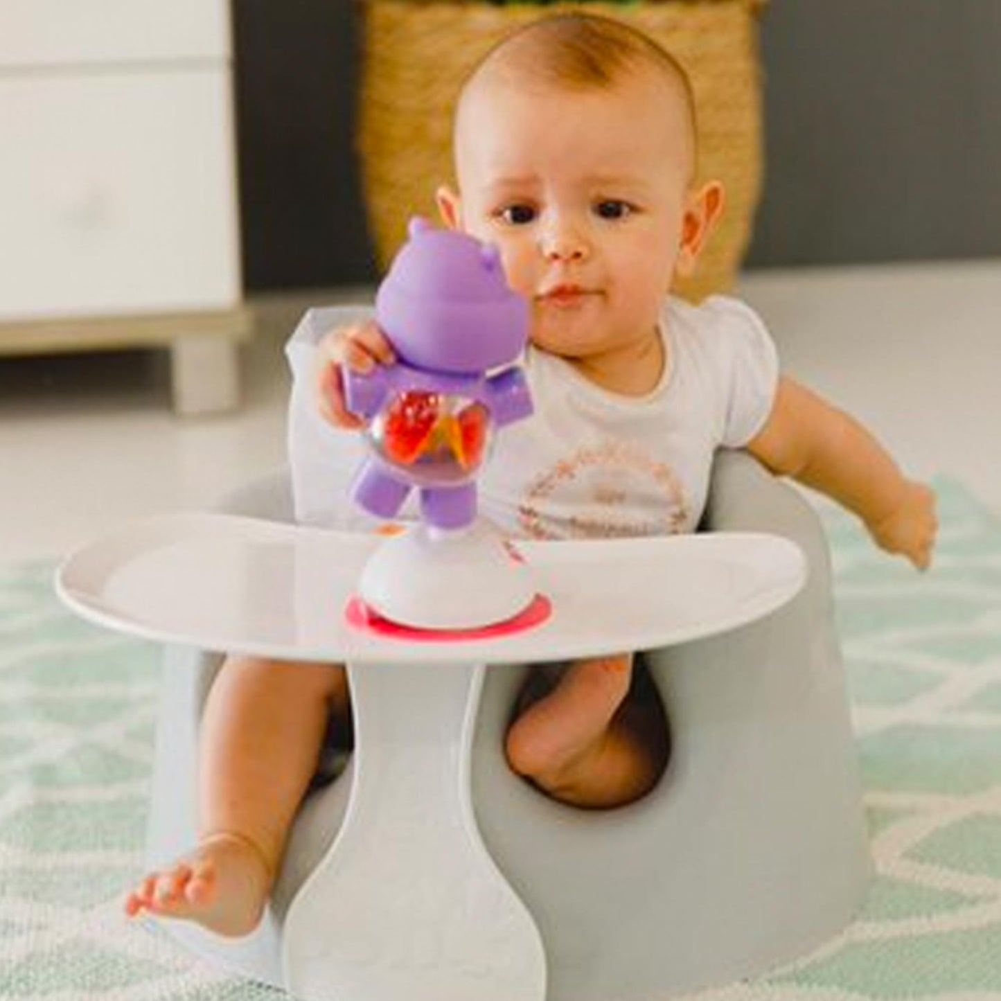 Bumbo Infant Floor Seat Baby Sit Up Chair, Baby Sitting Support For 3-12 Months With 3 Point Adjustable Safety Harness & Rounded
