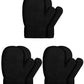 SATINIOR 3 Pairs Toddler Magic Stretch Mittens Little Girls Knit Mitten Baby Boys Soft Winter Knitted Gloves(Black,4-8 Years,Cla