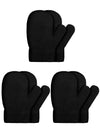 SATINIOR 3 Pairs Toddler Magic Stretch Mittens Little Girls Knit Mitten Baby Boys Soft Winter Knitted Gloves(Black,4-8 Years,Cla