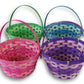 Easter Baskets With Hinged Handle - Round Woven Bamboo (Purple, Pink, Green, Blue) - 4 Pack