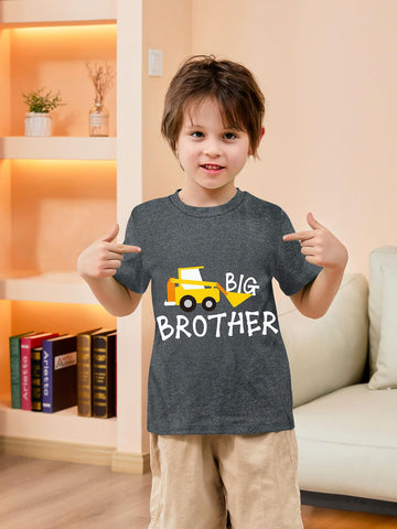 Funnycokid Big Brother Shirt 4T 3T Boys Promoted To Big Brother Bulldozers Construction Digging It T-Shirt Grey Size 4 Pregnancy