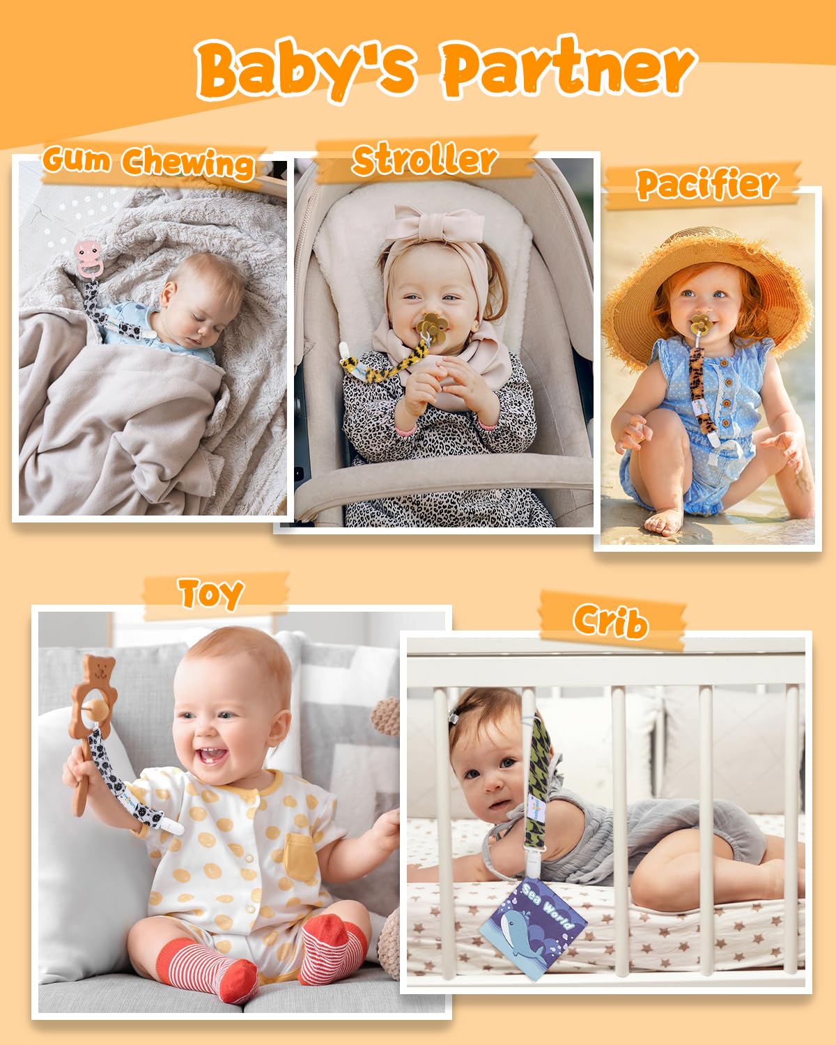 Babygoal Halloween Pacifier Clips 8 Pack, Pacifier Holder Clips For Baby Boys And Girls Fits For Most Pacifier, Binkie Styles &