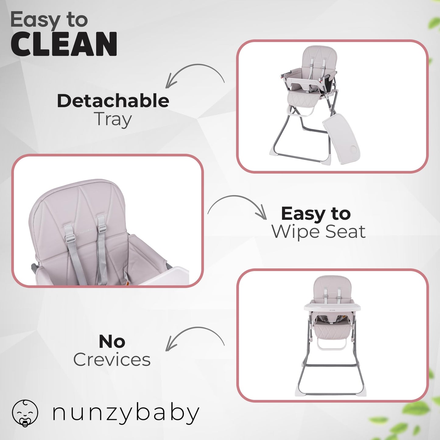 Nunzybaby Slim Foldable High Chair For Babies And Toddlers | Five Point Safety Belt | Collapsible High Chair | Easy Clean Highch