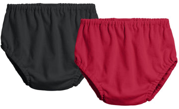 City Threads 2-Pack Baby Girls' And Baby Boys' Unisex Diaper Covers Bloomers Soft Cotton, Black/Red, 3/6 M