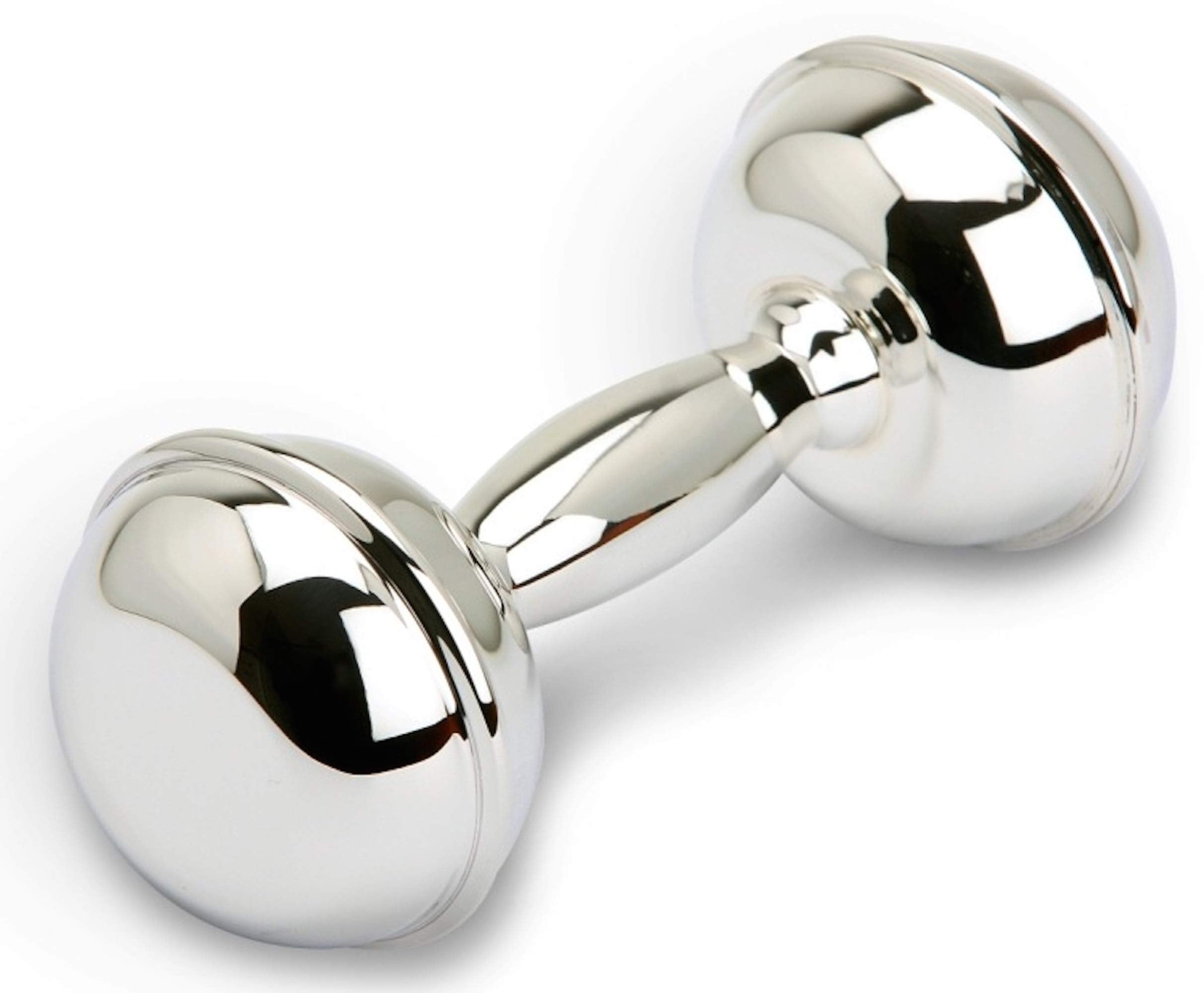 Krysaliis Sterling Silver Dumbbell Rattle For Newborn Baby Boy And Baby ...