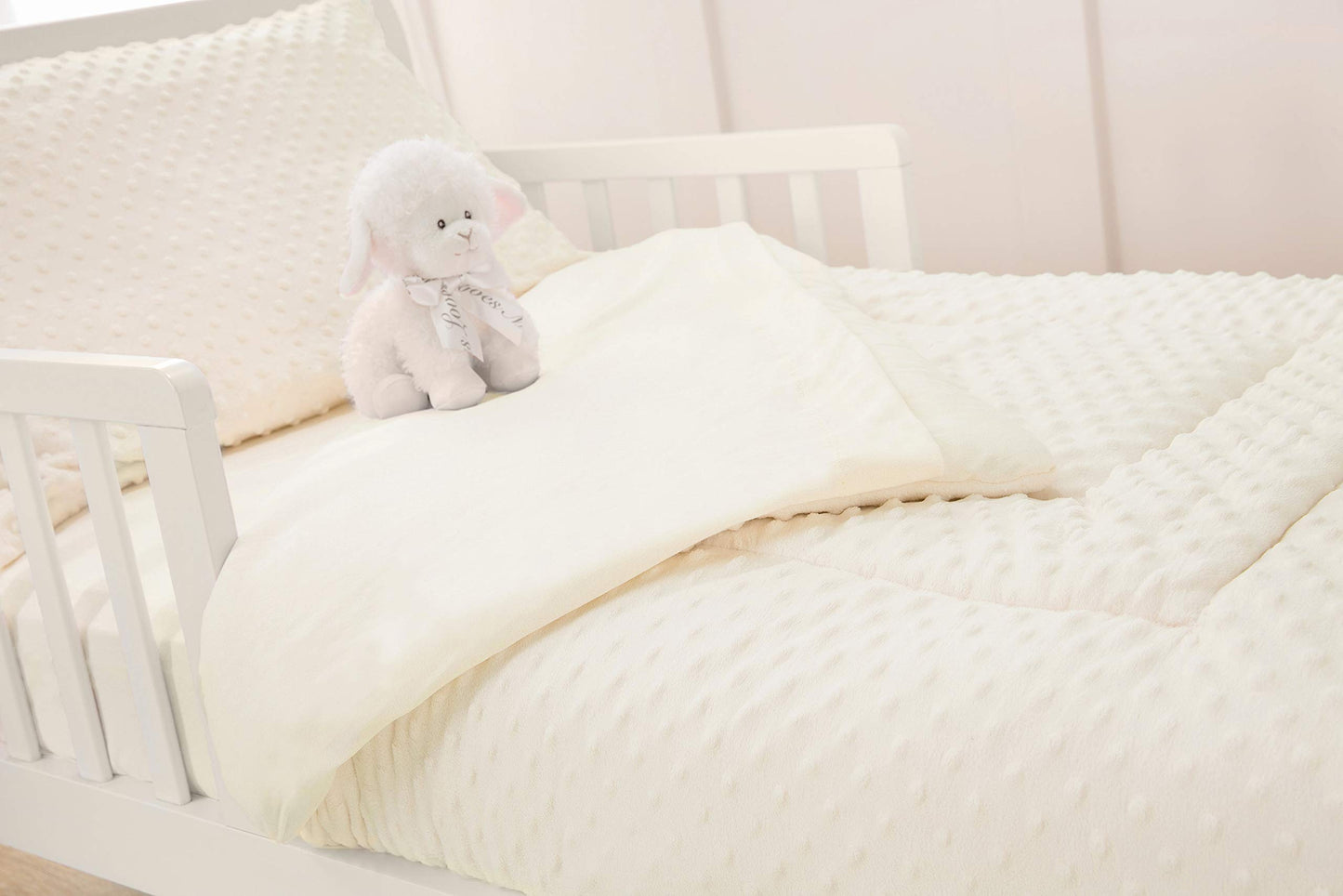 Tl Care Minky Dot Chenille 4 Piece Toddler Bedding Set, Cream, For Boys And Girls