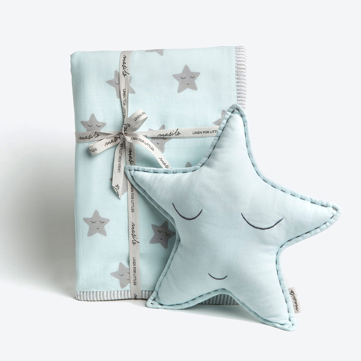 Masilo Organic Cotton Baby Blanket with Toy for Newborn/InfantDohar Blanket Combo1X Blanket, 1X Toy, Star Blue