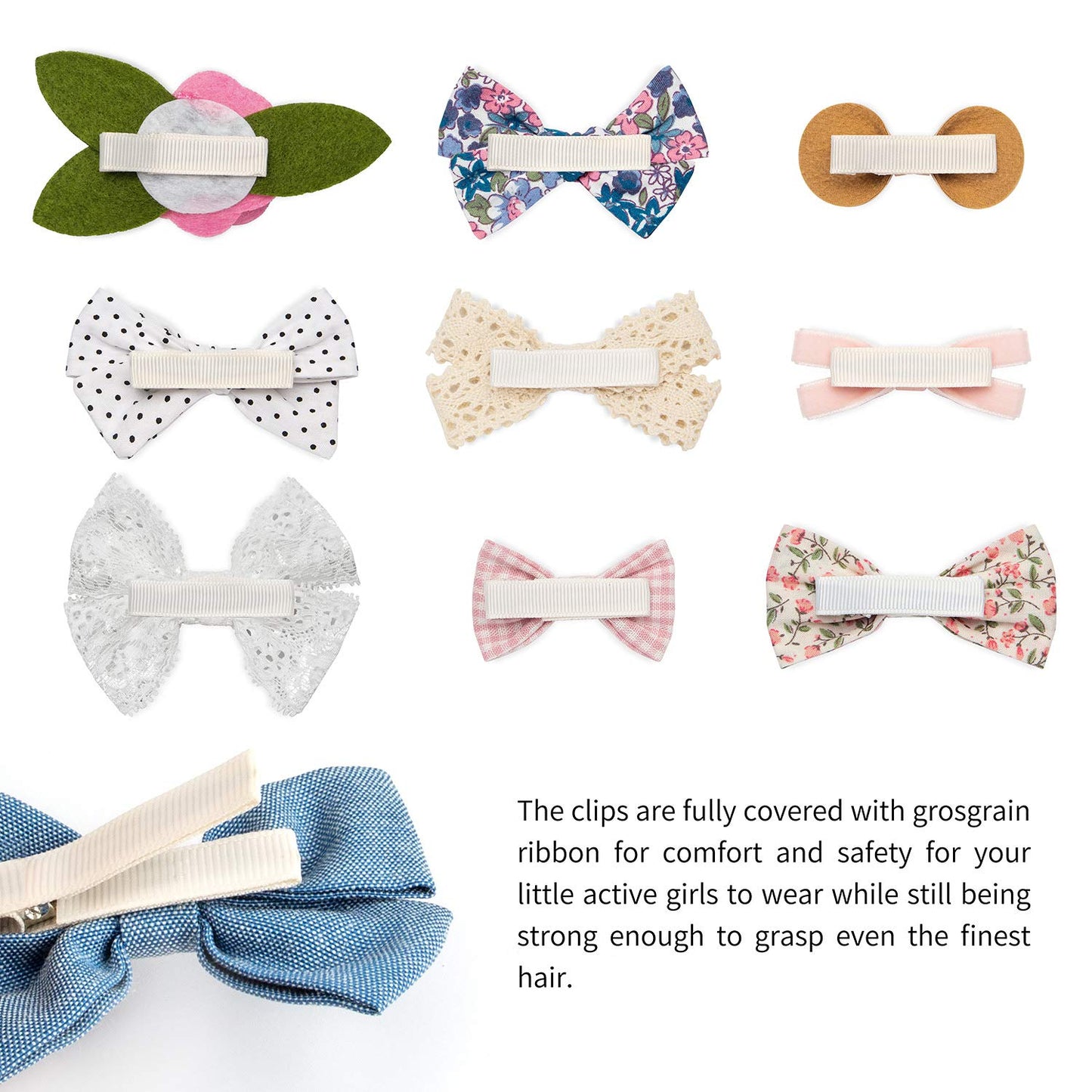 Baby Girl Hair Clips Bows Barrettes 10 Pack Fully Lined Alligator Clip Hair Accessories For Little Girls Toddler Kids Children S