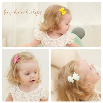 80Pcs 2 Inch Baby Hair Bows Clips For Girls Grosgrain Ribbon Fully Lined Infant Hair Clips Accessories For Baby Girls Newborns T