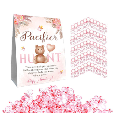 Guawubiang Winnie Pacifiers Hunt For Baby Shower Game, Mini Pacifiers Baby Shower Games Set, Include Winnie Theme Baby Pacifier