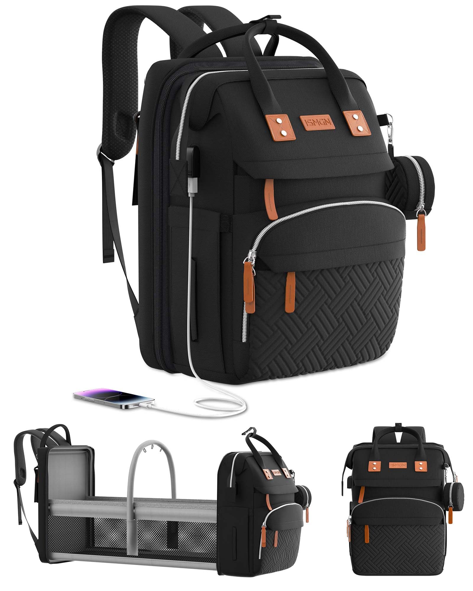 ISMGN Diaper Bag Backpack, Large Diaper Bag, Multifunctional Diaper Bag