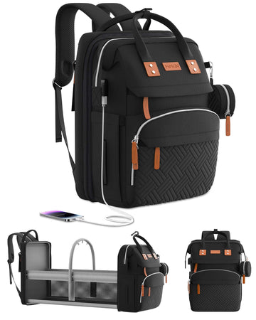 ISMGN Diaper Bag Backpack with Changing Station, Large Diaper Bag, Multifunctional Diaper Bag, Baby Bags, Baby Backpack, Black