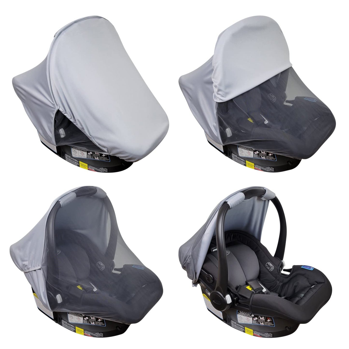 Summer Baby Car Seat Cover | 2-in-1 Breathable Carseat Sun Shade & Mosquito Net | UV Protection Lightweight Canopy Covers for In