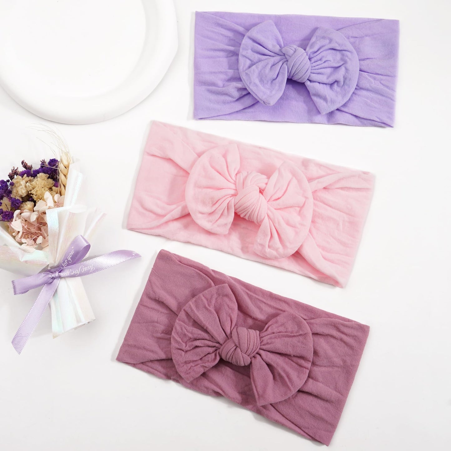 Joyoyo 3 Colors Soft Wide Turban Baby Headbands With 4.5 Inches Hair Bow Headbands For Baby Girls Infants Newborn Hair Accessori
