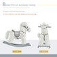 Qaba Kids Plush Ride-On Rocking Horse with Bear Toy, Children Chair with Soft Plush Toy & Fun Realistic Sounds, White