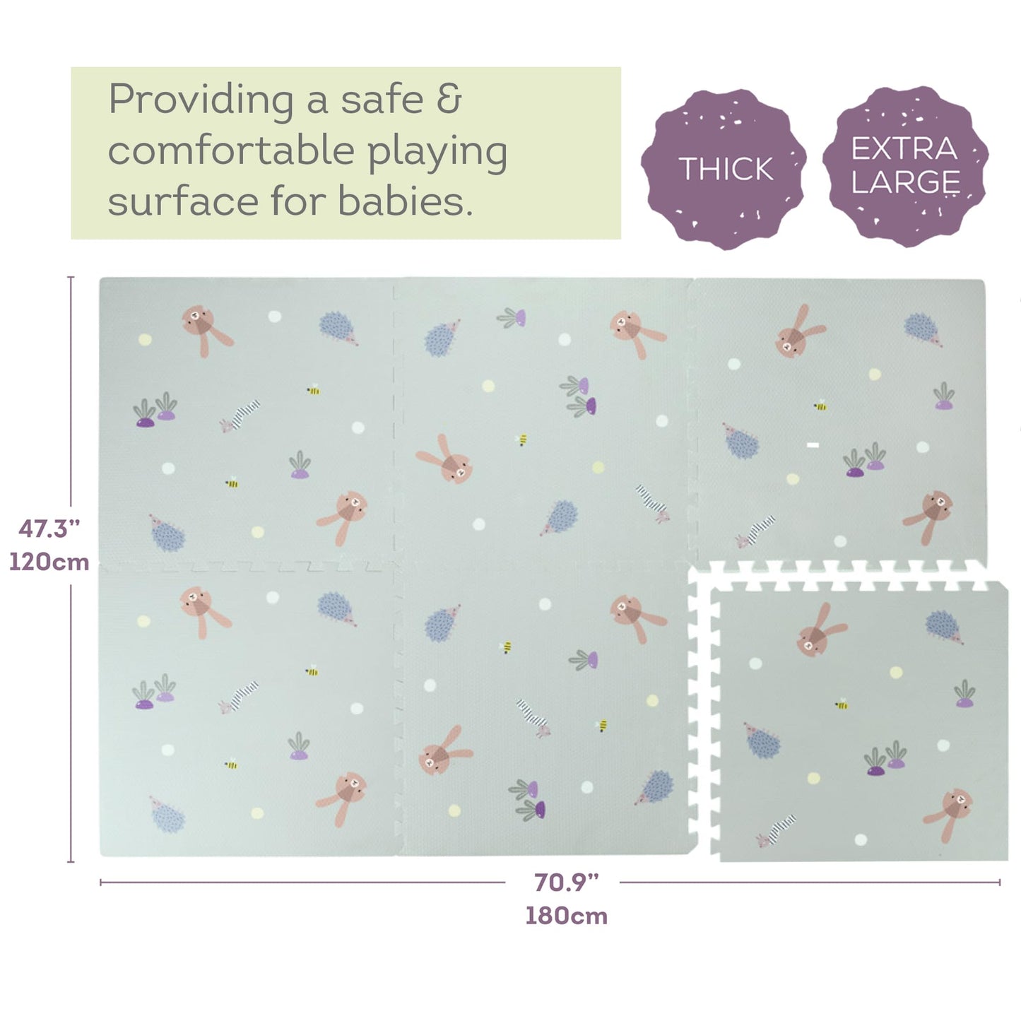 Taf Toys Baby Play Mat - Play Pen Tummy Time Mat & Crawling Mat Foam Play Mat For Baby With Interlocking Floor Tiles 72X48 Inche