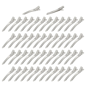 Cinaci 50 Pack 5Cm/2' Small Solid Silver Diy Plain Metal Duckbill Alligator Hair Clips Barrettes Hairgrips For Women Baby Girls