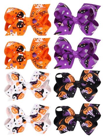 Love Sweety Baby Rose Halloween Headband Infant Pumpkin Hairband Bow Hair Clips (8Pcs Clips)