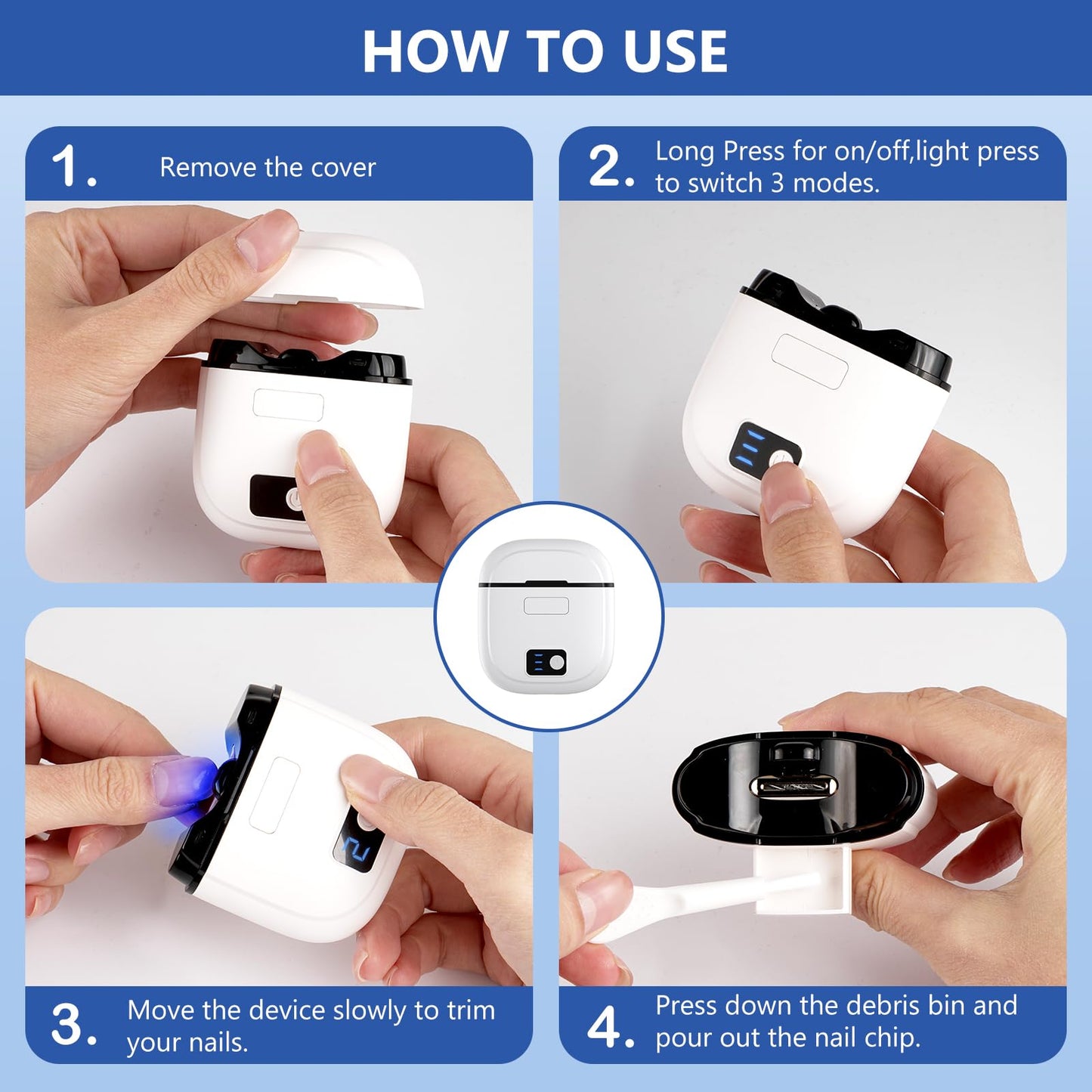 Larimuer Electric Nail Clipper - Automatic Nail Trimmer With 3 Speed Modes, Lcd Display, Nail Scraps Storage & Usb Rechargeable