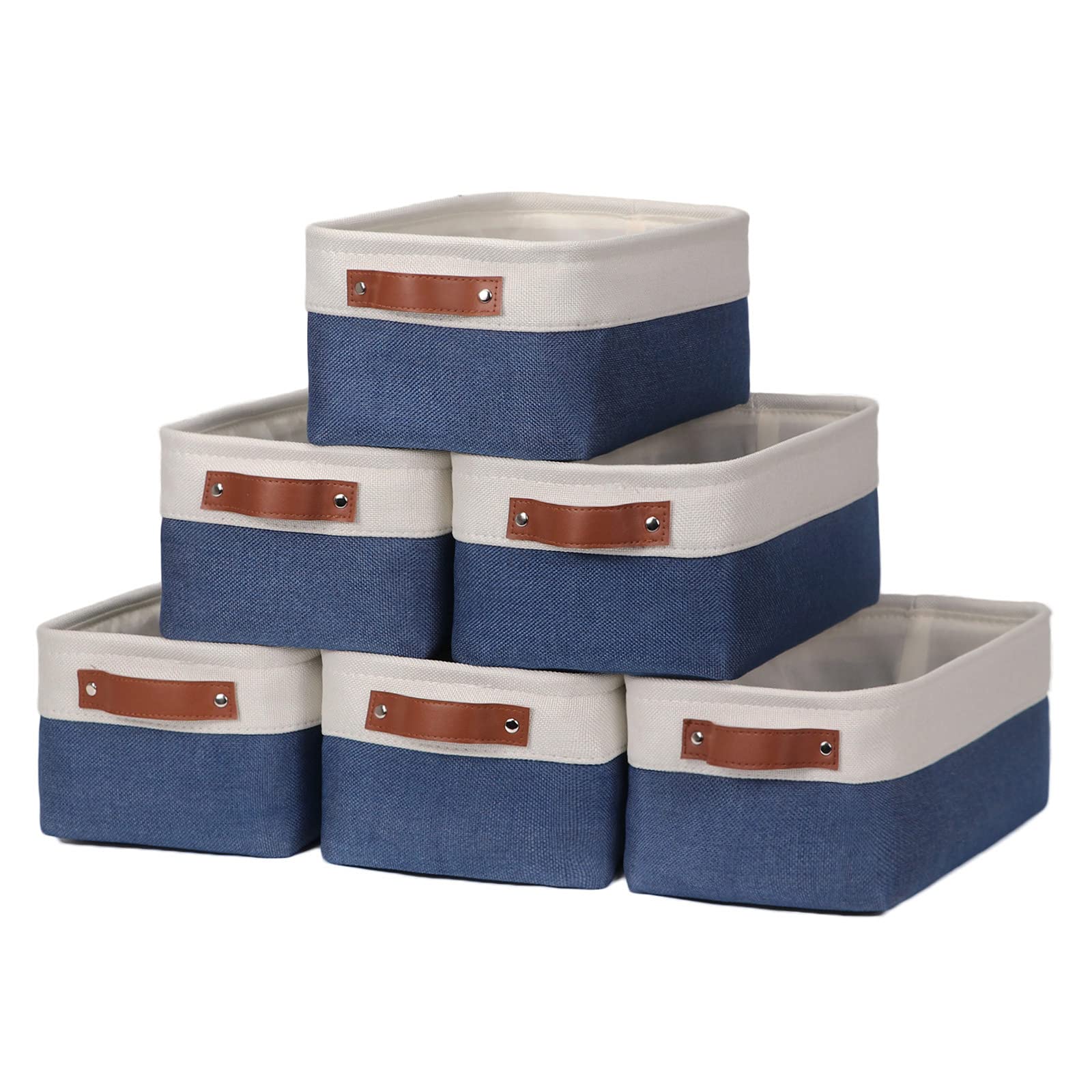 Hnzige Small Baskets For Storage(6 Pack) Fabric Storage Baskets For Shelves, Foldable Storage Basket For Organizing Closets, Lau