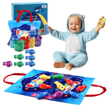 ZXHWTG Toddler Montessori Toys for 1 2 Year Old Birthday Gifts for Boys Girls, Toddler Xmas Gift Fishing Game Toys 1-3 with Stac