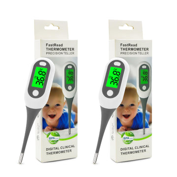 2 Pack Digital Thermometer for Adults Kids Babies,Measures in 16 Seconds with Flexible tip and Fever Alarm, Accurate Oral Rectal