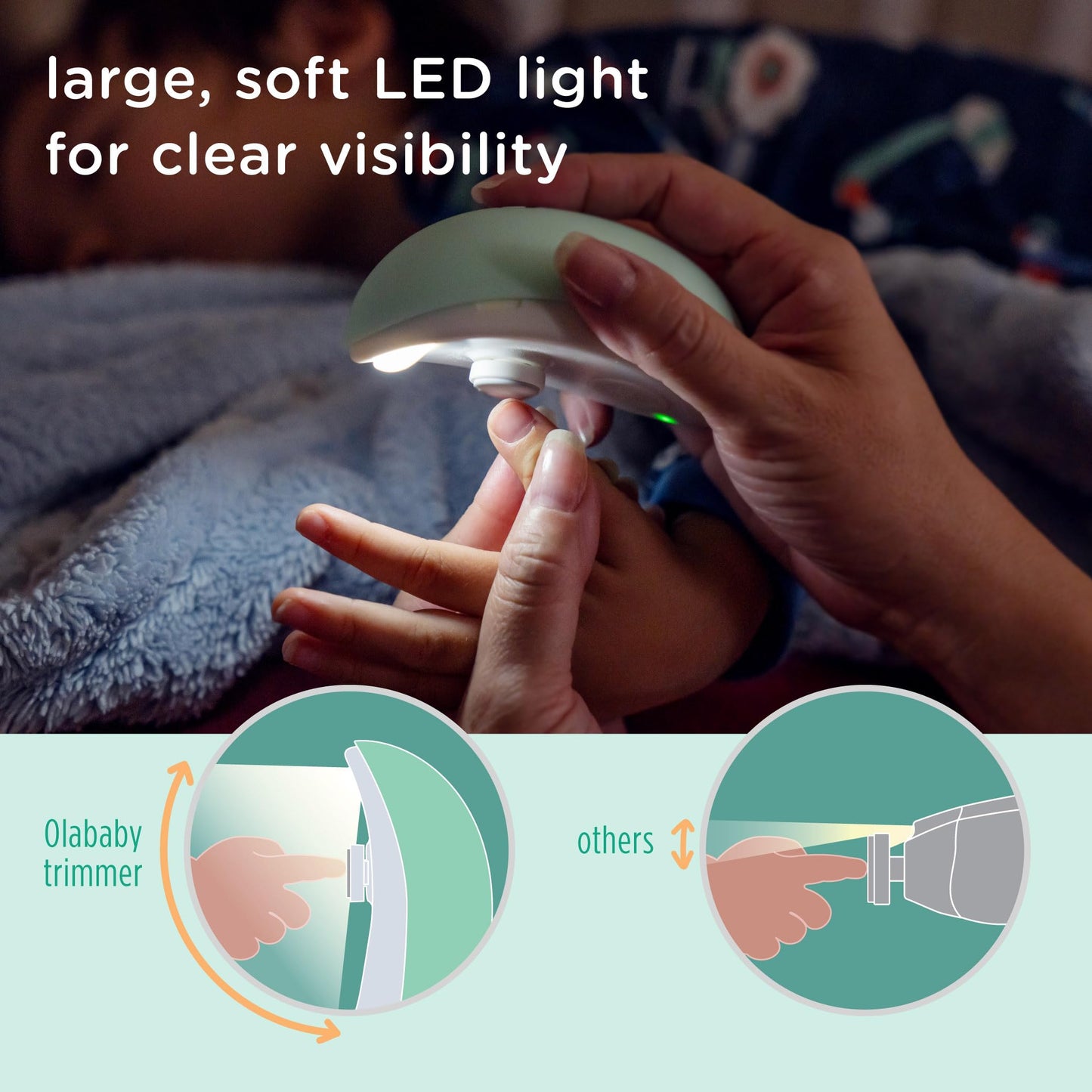 Olababy Rechargeable Electric Baby Nail Trimmer | Newborn Nail Clipper | Electronic File For Babies | Infant/Toddler Nail Groomi