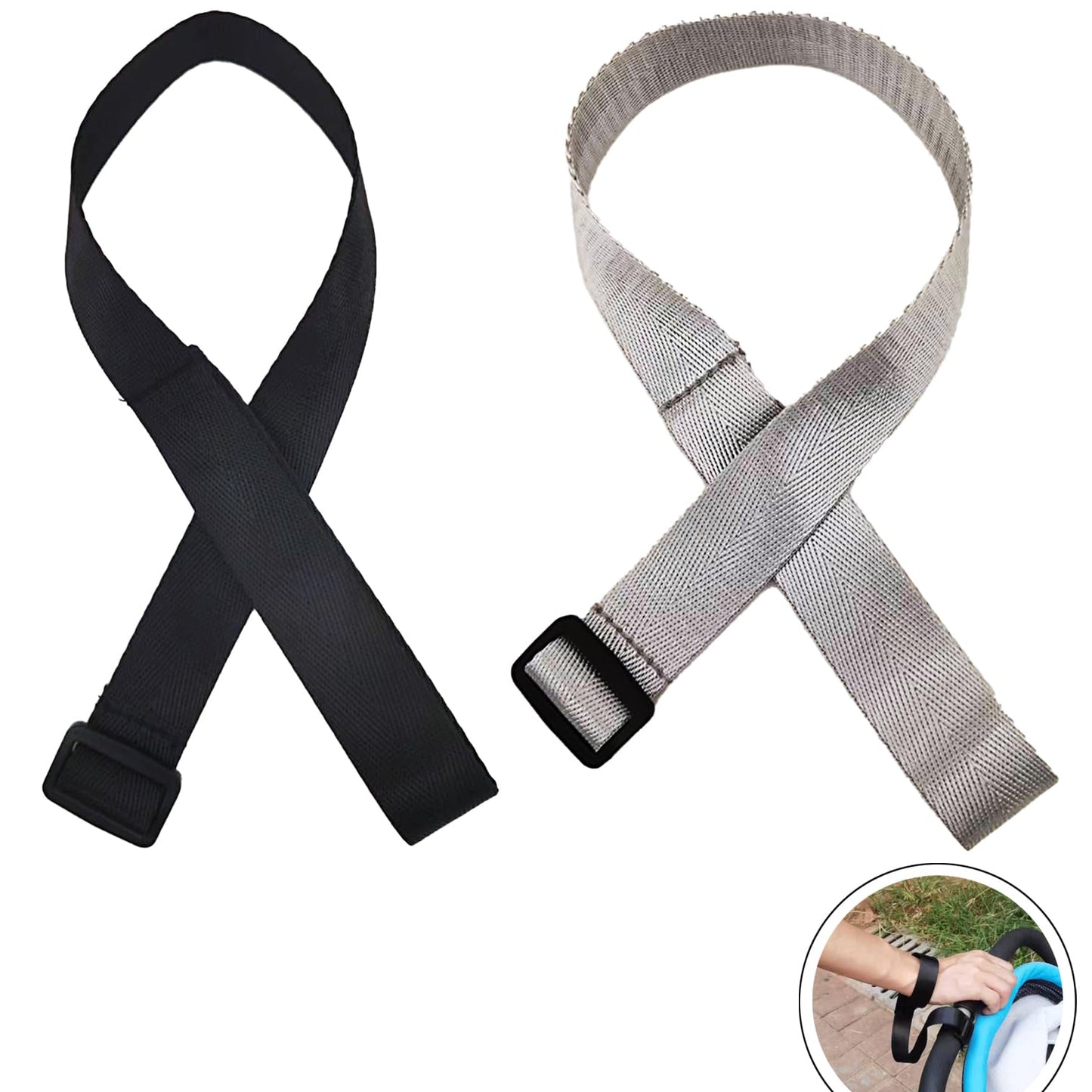 2 Pack Baby Stroller Safety Wrist Strap Adjustable Pram Wheelchair Hand Leash Black Retractable Dog Short Rope Belt for Hilly Ci