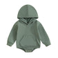 Kutterild Baby Girl Boy Hooded Sweatshirt Long Sleeve Solid Color Romper Infant Baby Fall Winter Outfits (Green, 3-6 Months)