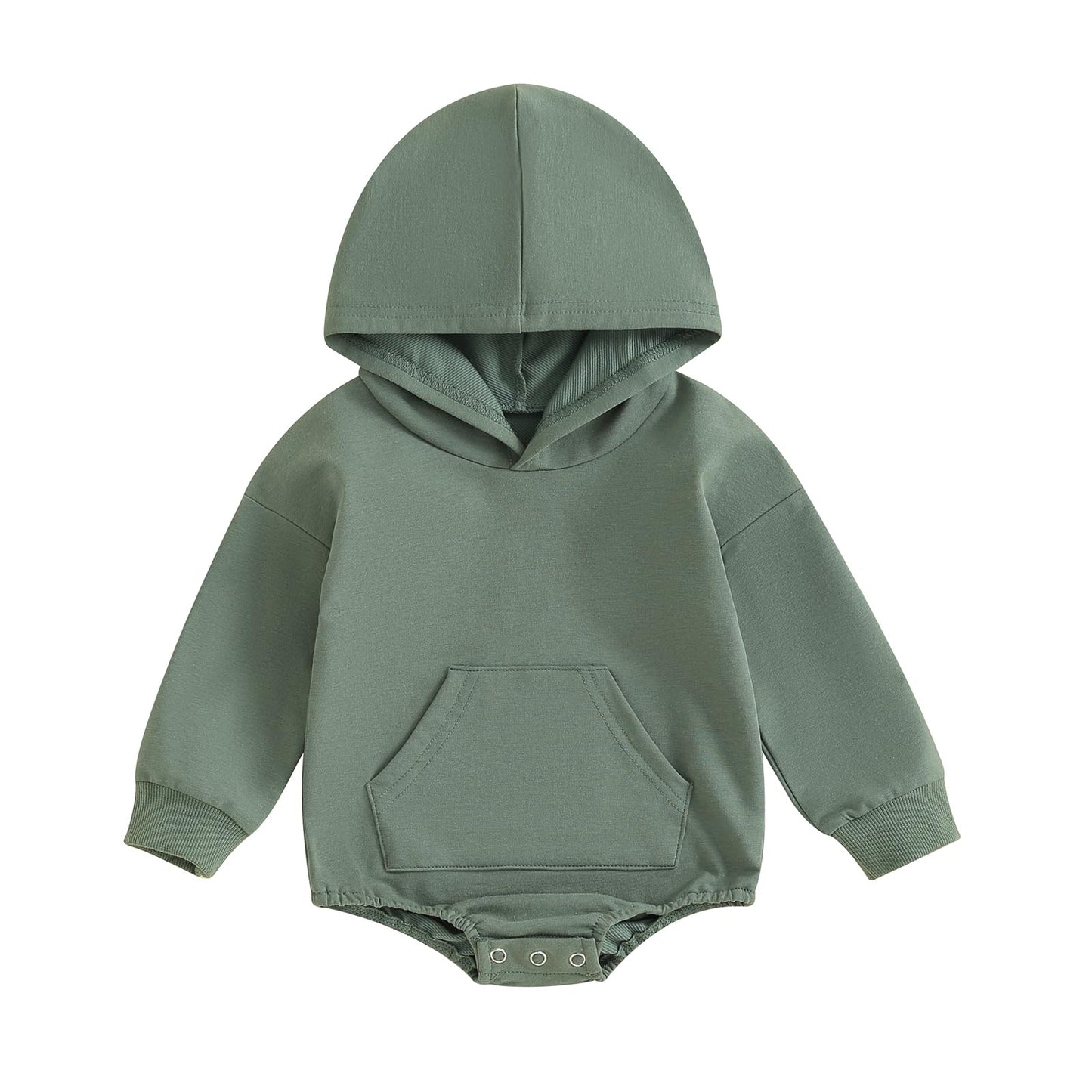 Kutterild Baby Girl Boy Hooded Sweatshirt Long Sleeve Solid Color Romper Infant Baby Fall Winter Outfits (Green, 3-6 Months)