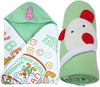 BRANDONN Newborn Combo of Double PLY Reversible Hooded and Fleece Hooded Baby Blankets(Pack of 2, CGreen)