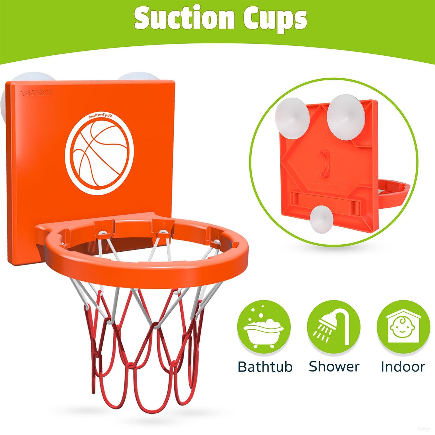 MARPPY Bath Toys for Toddlers & Kids - Bathtub Basketball Hoop with 4 Mold-Free Balls, Strong Suction Cup - Fun Bathtub and Show
