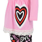 Unique Baby Girls Valentines Day Outfit Layered Heart Toddler Lace Trim Legging Set (8 Years, Pink)