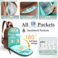 Mominside Diaper Bag Backpack With 6 Insulated Pockets, Leather Diaper Bag, Large Baby Bag For Mom, Baby Registry, 18 Pockets, C