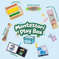 Wooden Baby Toys, 6-in-1 Newborn Learning Educational Sets Includes Mirror Spinning Drum, Rain Stick, Soft Cloth Books, Shape So
