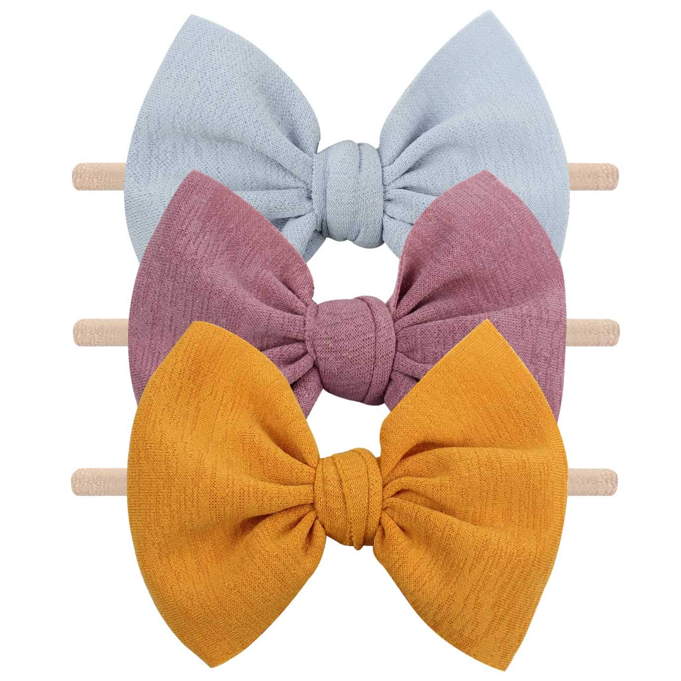 Yanjie Baby Girls Nylon Headbands Newborn Bows Handmade Hair Bows Hairbands Hair Accessories For Newborn Infant Toddlers Kids(Go