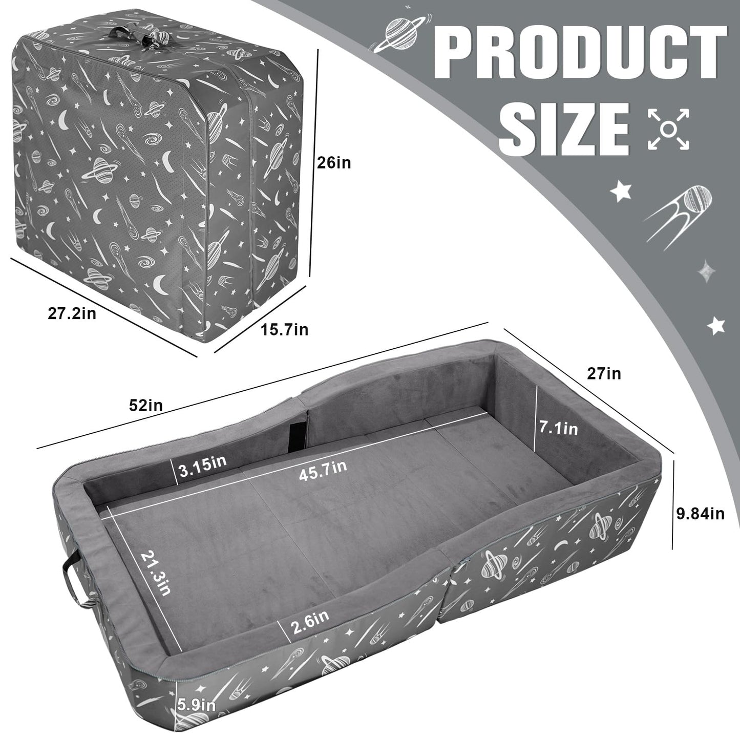 Joywoo Toddler Floor Bed, Toddler Travel Bed For 3-6, Foldable Portable Toddler Bed For Home/Playing/Nap/Hotel, Kids Floor Bed W