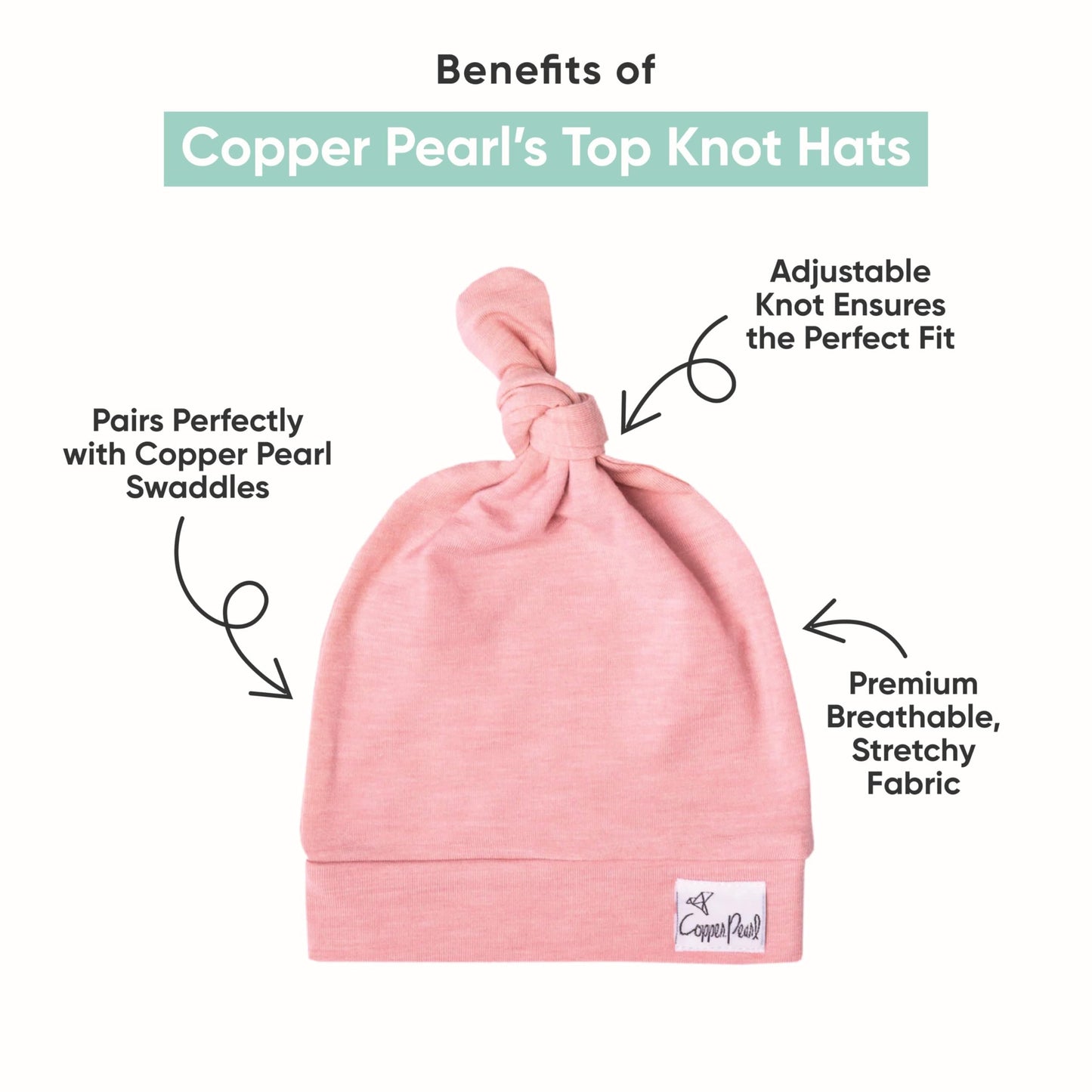 Copper Pearl Baby Beanie Hat Top Knot Stretchy Soft Jack